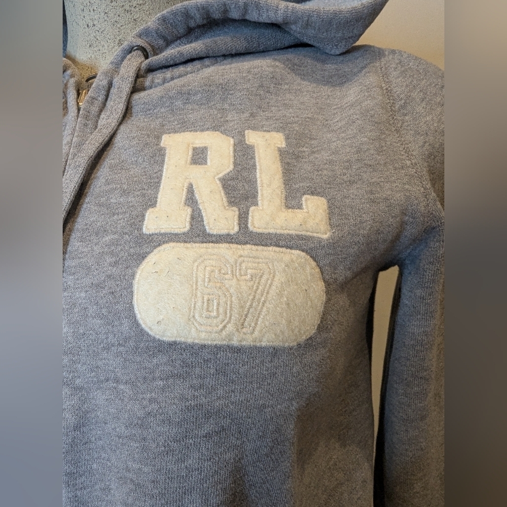 Ralph Lauren Polo Zip Up Hoodie Women L Gray Sweatshirt Classic Y2K Streetwear - Picture 10 of 11